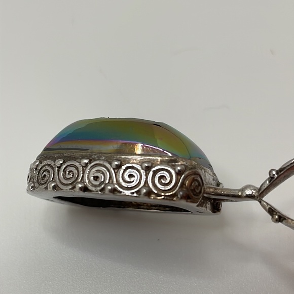Iridescent Druzy 925 Sterling Silver Pendant - Picture 5 of 9